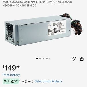 Dell 500W Power Supply for OptiPlex, Dell D500EPM‑00, 7080/7070/7060/3050 MT